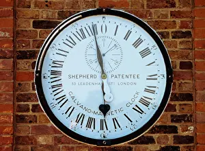 Clock Prints: 24 hour analogue magnetic clock with roman numerals Greenwich Park London UK