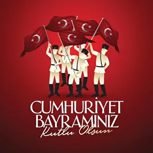 Ataturk Prints: 29 ekim Cumhuriyet Bayrami. Translation: 29 october Republic Day Turkey and the National Day in Turkey