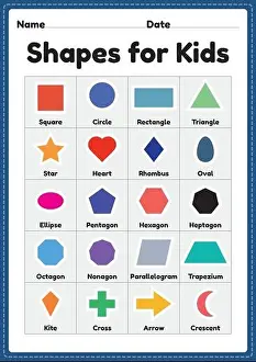 Kite Prints: 2d shapes for kids printable sheet for preschool