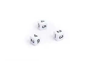 Counting Prints: 3 d6 dice isolated on white