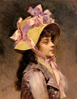 Ribbons Prints: 31 Raimundo Madrazo - Portrait Of A Lady In Pink Ribbons