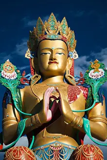 Himalayan Prints: 32 metre statue of Maitreya Buddha near Diskit Monastery facing down the Shyok River towards Pakistan