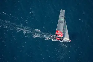 Sails Prints: 32nd America's Cup challenger Emirates Team New Zealand sails along the Spain's Mediterranean coast of Valencia