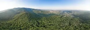 Zagreb Prints: 360 Aerial panoramic drone view of Zagreb upper town near Medvednica mountain