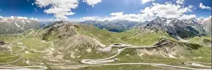 360 Photo Prints: 360 aerial panoramic view of serpentine high alpine road in Grossglockner Edelweissspitze in Austria