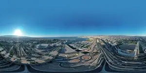 Sea Horizon Prints: 360 Aerial View of Stavros Niarchos Center and Faliro Bay in Athens, Greece