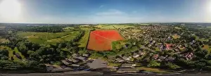 Poppy Flower Prints: A 360 degree aerial view of poppies in bloom in a field near Ipswich, UK