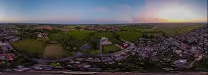 Rural England Prints: A 360 degree image of an aerial view of sunset of rural West Norfolk, UK
