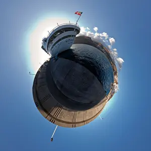 Stern Prints: 360 degree 'little planet' panorama of the Fred Olsen cruise ship MS Boudicca docked at San Sebastian