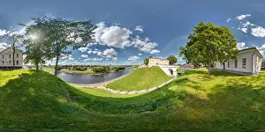 Pano Prints: Full 360 degree panorama in equirectangular equidistant spherical projection on the ruins of an ancient medieval castle