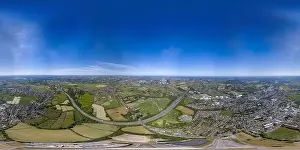 Yorkshire Landscape Prints: 360 Degree panoramic sphere aerial photo of the UK village of Cleckheaton in Bradford West Yorkshire in the UK showing
