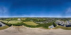 Yorkshire Landscape Prints: 360 Degree panoramic sphere aerial photo of the UK village of Cleckheaton in Bradford West Yorkshire in the UK showing