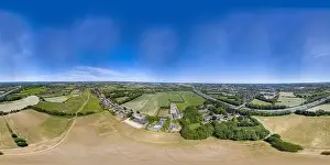 Yorkshire Landscape Prints: 360 Degree panoramic sphere aerial photo of the UK village of Cleckheaton in Bradford West Yorkshire in the UK showing
