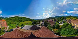 Flycam Prints: 360-degree spherical panoramic view of little village Breitenbach in Vosges mountains