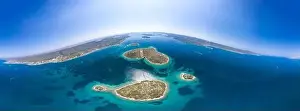 Heart Shape Prints: 360 Panoramic aerial view of heart-shaped island Galesnjak in Dalamatia Croatia