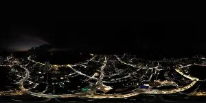 Citylights Prints: 360 VR, Patong city Night Cars and Bikes traffic in Thailand Phuket Island
