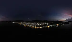 Citylights Prints: 360 VR, Patong city Night Cars and Bikes traffic in Thailand Phuket Island
