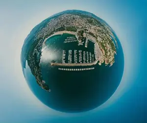 Regatta Prints: 360 VR Sphere Panorama. Ships boats and Yachts in Spain Sant Feliu de Guixols port drone shot