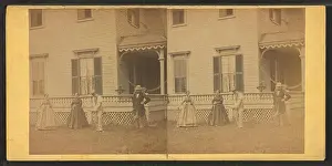 Croquet Prints: 362 View of men & women playing croquet in the lawn