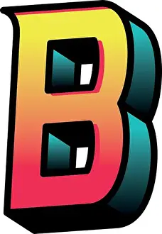 Typo Prints: 3d b letter design, lettering typography retro and comic theme Vector illustration