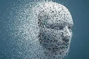 Human Face Prints: 3D dissolving human head made with cube particles
