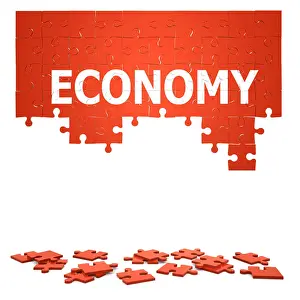 Collapse Prints: 3d Economy jigsaw puzzle falling apart