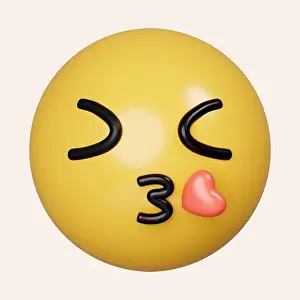 Throwing Prints: 3d emoji Blowing kiss. icon isolated on gray background