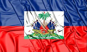 Haiti Prints: 3D Flag of the Haiti. 3D Illustration