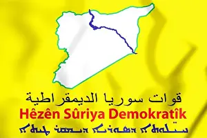 Fluttering Prints: 3D Flag of Syrian Democratic Forces. 3D Illustration