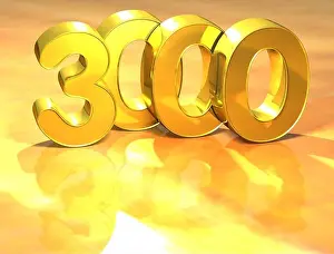 Rating Prints: 3D Gold Ranking Number 3000 on white background