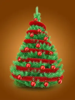 3d iilustration with christmas tree