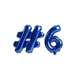 Shop Sign Prints: 3d illustration of 6 hashtag blue balloons isolated on white background