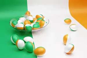 Democratic Prints: 3d illustration of balls with the image of the national flag of the Ireland on an isolated background