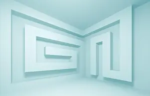 3d Illustration of Blue Empty Room Background