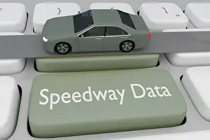Signal Prints: 3D illustration of computer keyboard with a car on a button