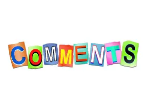 Testimonial Prints: 3d illustration depicting a set of cut out printed letters arranged to form the word comments