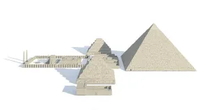 Cairo Prints: 3D Illustration Egyptian buildings and statues isolated on white background