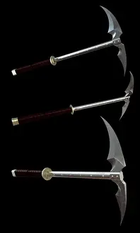 3d illustration the medieval swords isolated on black background