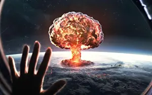 Observatory Prints: 3D illustration of Nuclear bomb seen from space