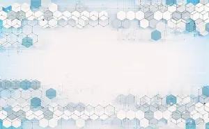 Molecule Prints: 3d illustration related to Technology and science. Abstract hexagon and data background