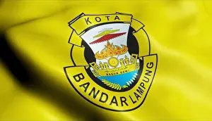 Coat Of Arm Prints: 3D Illustration of a waving Indonesia city flag of Bandar Lampung