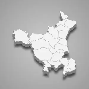Boroughs Prints: 3d map of Haryana is a state of India