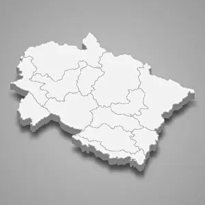Boroughs Prints: 3d map of Uttarakhand is a state of India