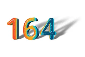 3D Number 164 one hundred sixty four lively colours