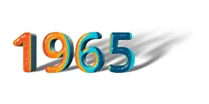 1965 Prints: 3D Number Year 1965 joyful hopeful colors and white background