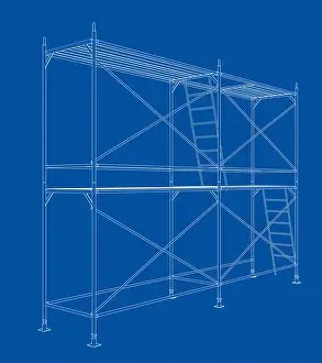 Pipes Prints: 3D outline scaffold. 3d illustration