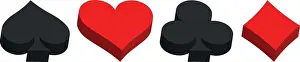 Las Vegas Prints: 3D poker card suits - hearts, clubs