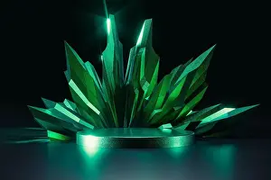 Emerald Prints: 3d presentation pedestal or dais with emerald at background