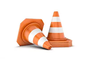 Construct Prints: 3d re3d rendering of a stack of traffic cones and one cone lying sidelong