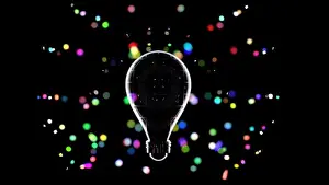 Creative Ideas Prints: 3d render Bokeh soft focus silhouette bulb ideas coming together concept metaphor creative clever thoughts inspiration